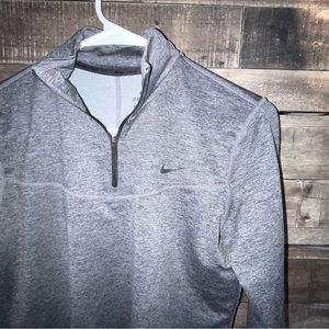 nike heather grey half zip running top